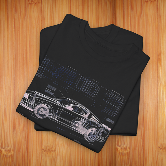 Car Blueprint Black Tees